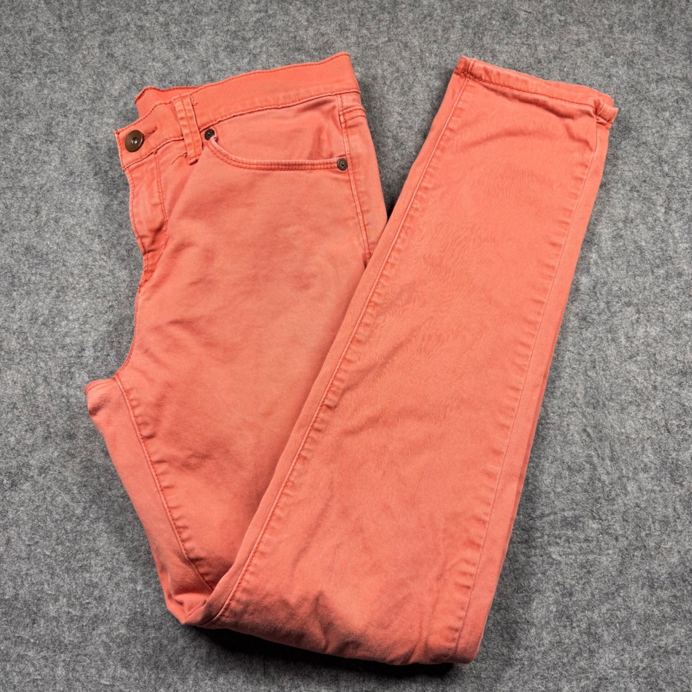 JcPenny Skinny Pants Womens 8 Coral Pink Mid Rise Chino Stretch Twill